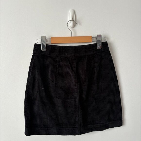 Aritzia Wilfred Free Karmen Skirt Button Front Corduroy Mini Skirt Black Size 0 - Picture 4 of 6